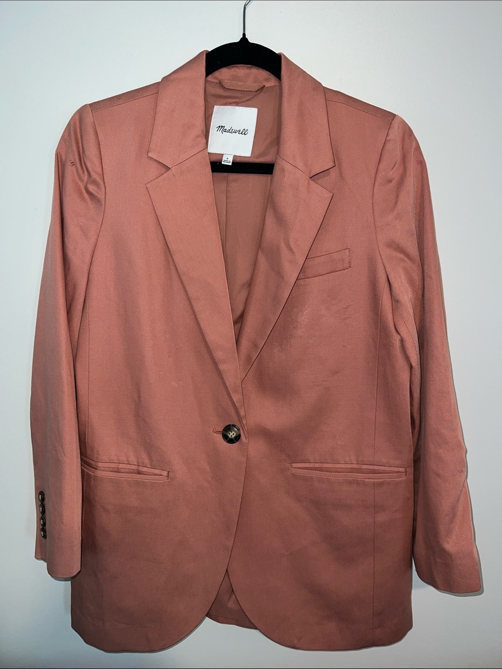 Madewell The Larsen Blazer in Drapeweave Dried Rose Pink Small Relaxed Fit